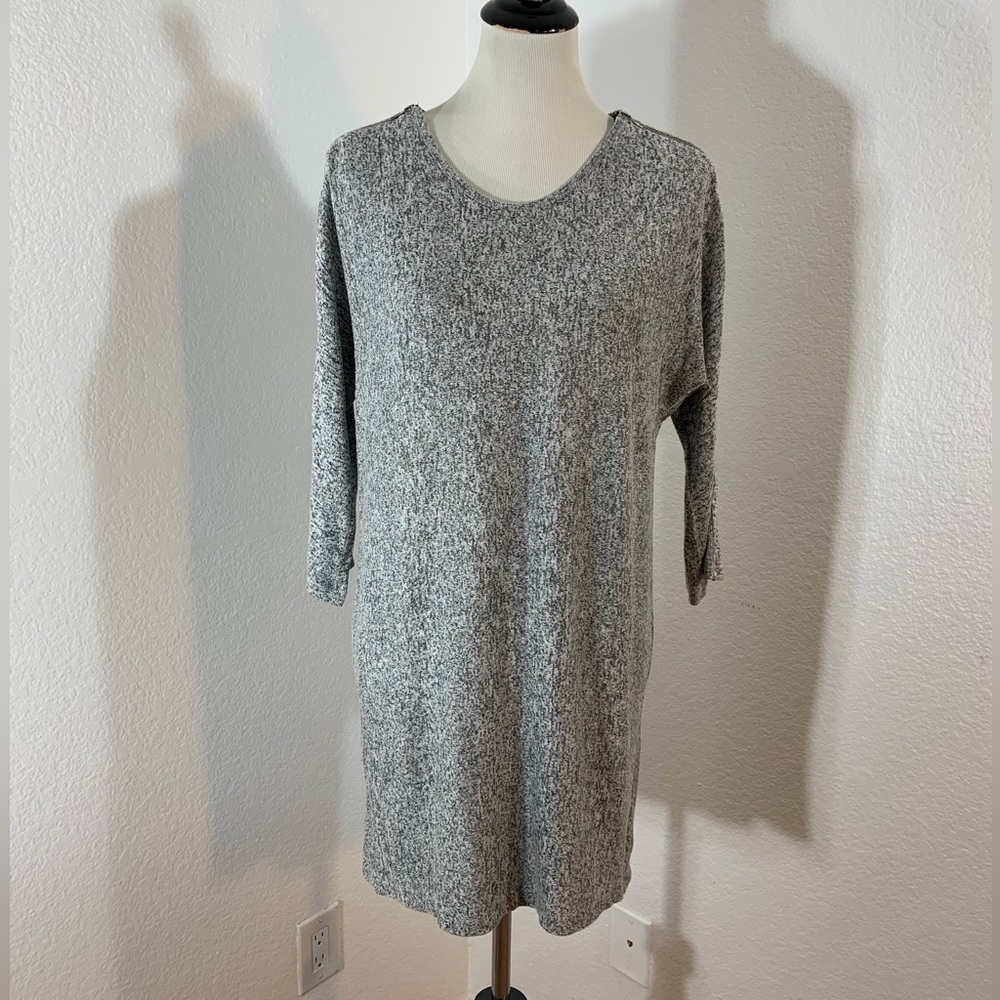 New List🌹EUC Cha Cha Vente Heather Gray & White Knit Long Sleeve Sweater Dress
